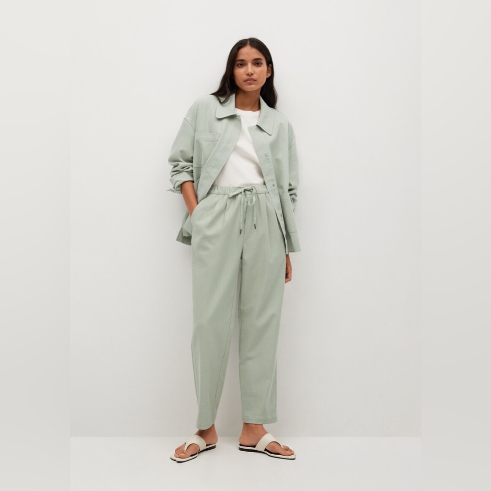 Mango Elastic Waist Cotton Pants